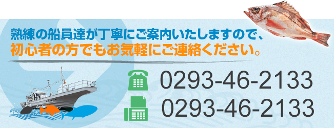 熟練の船員達が丁寧にご案内いたしますので、初心者の方でもお気軽にご連絡ください。